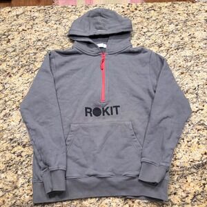 ROKIT Gray Quarter Zip Hoodie Real Ones Know Its True Sweatshirt Small ws